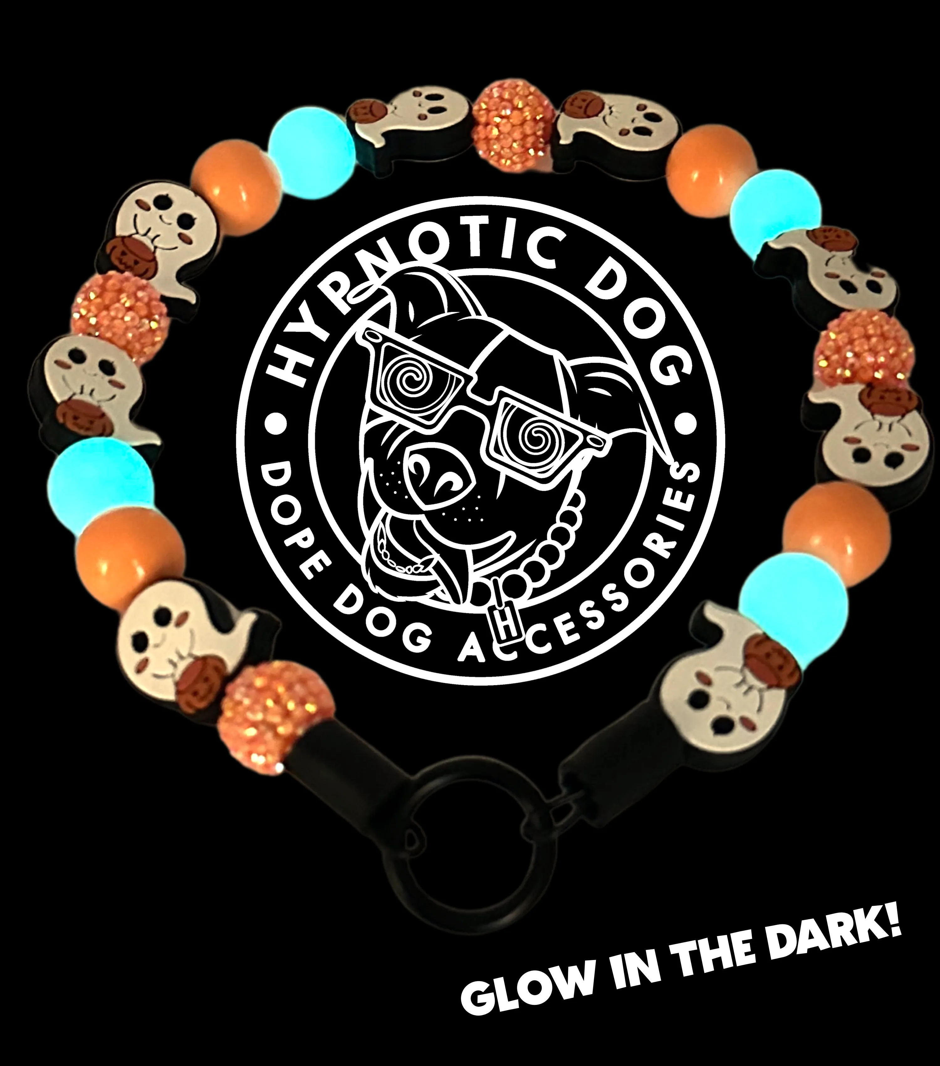 🟧 16.5" Slip On (Black O-Ring) Boo 👻 Halloween Glow Bead Collar - PRE-MADE/FINAL SALE