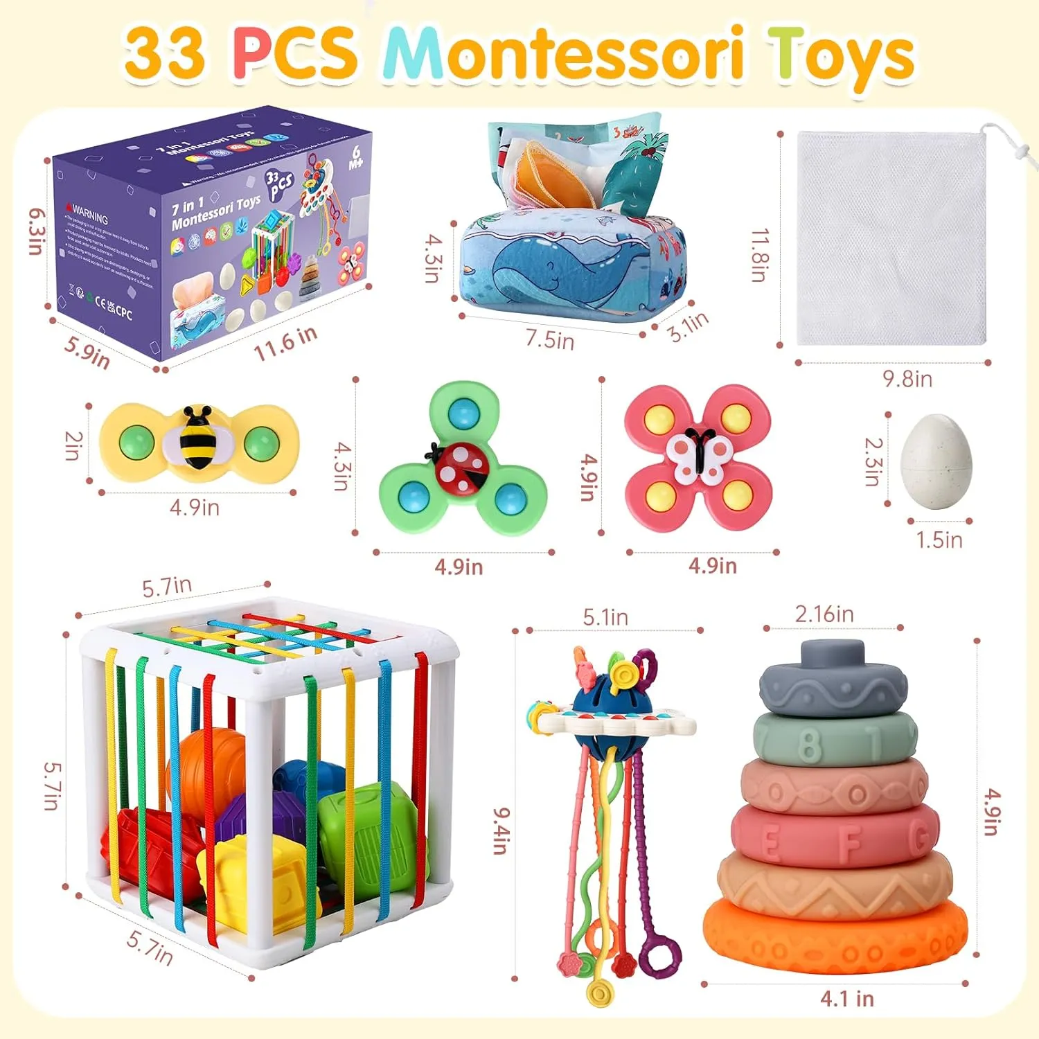 7in1 Montessori Baby Toys Interactive and Developmental Toddler Set