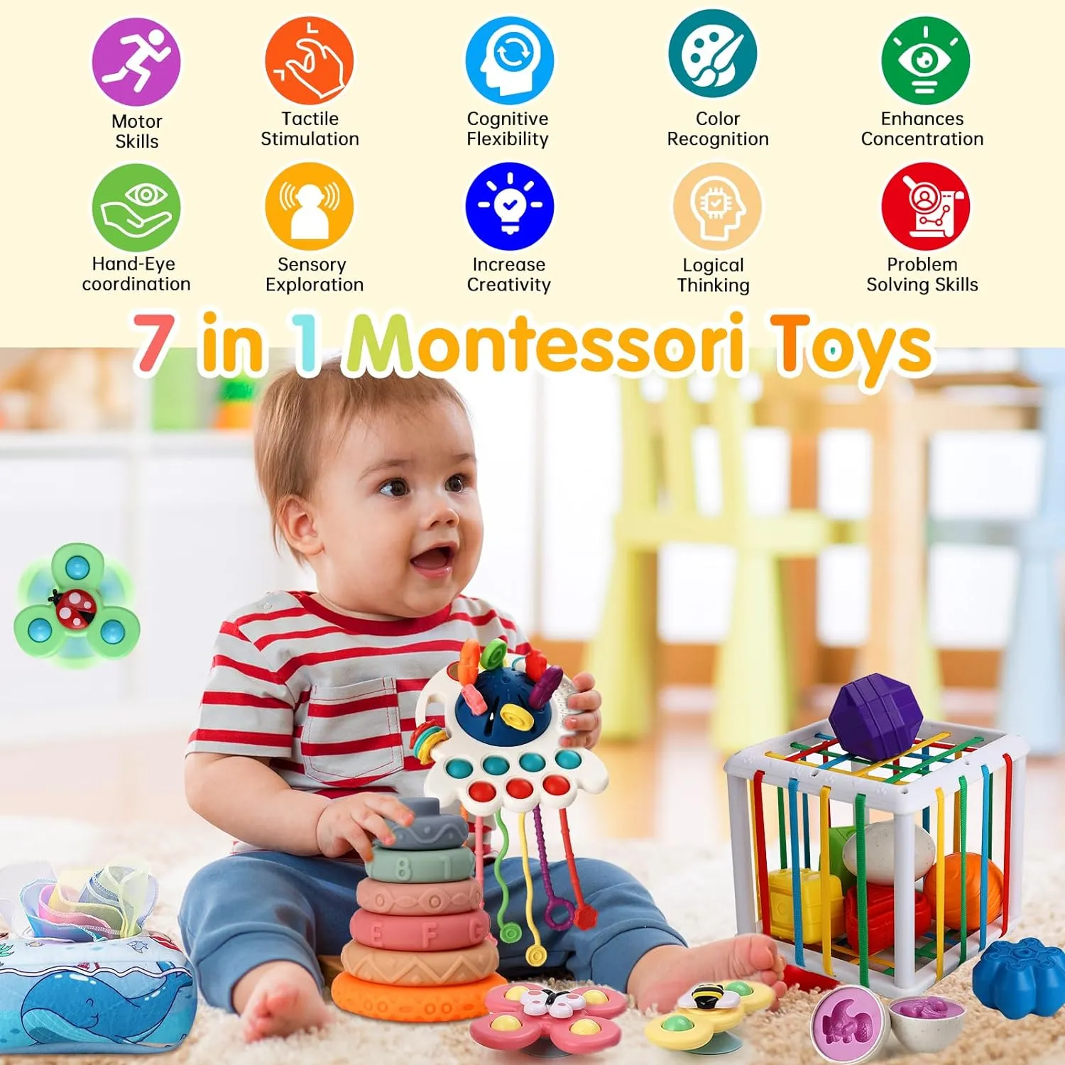 7in1 Montessori Baby Toys Interactive and Developmental Toddler Set