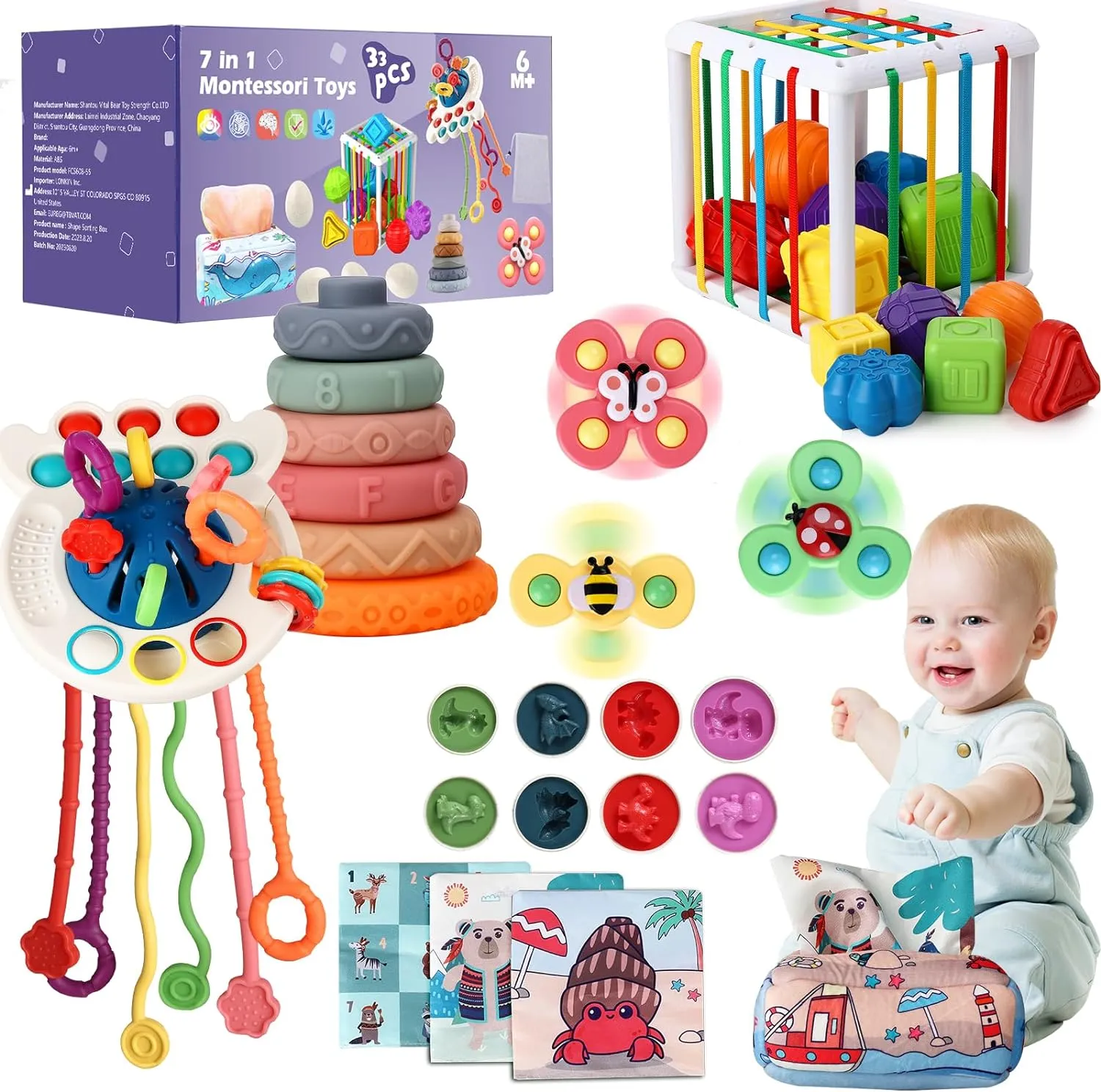 7in1 Montessori Baby Toys Interactive and Developmental Toddler Set