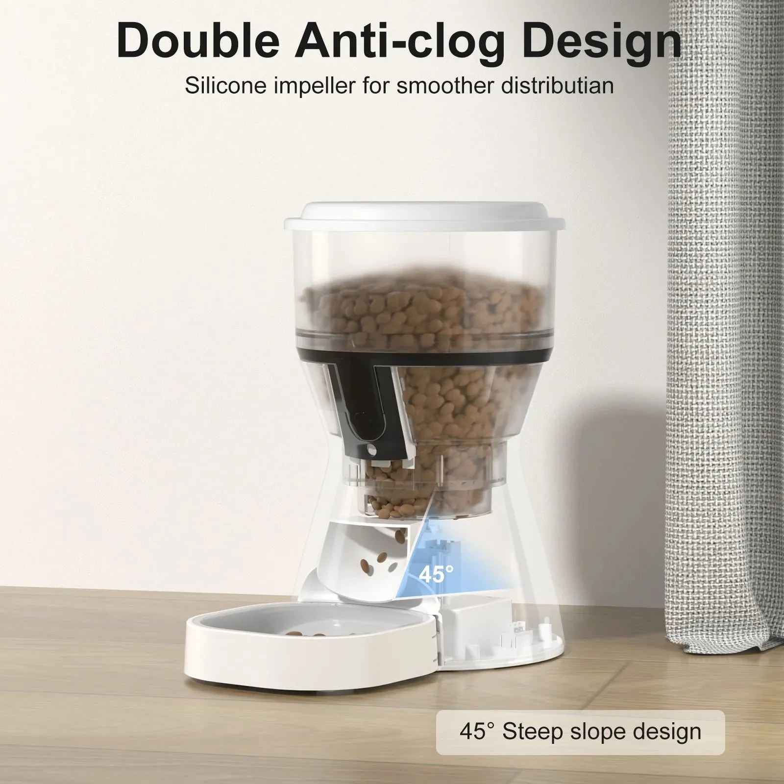 Automatic Cat Feeders Wifi, Timed Dog Feeder with 10S Dining Voice Record, 4L Cat/Dog Food Dispenser