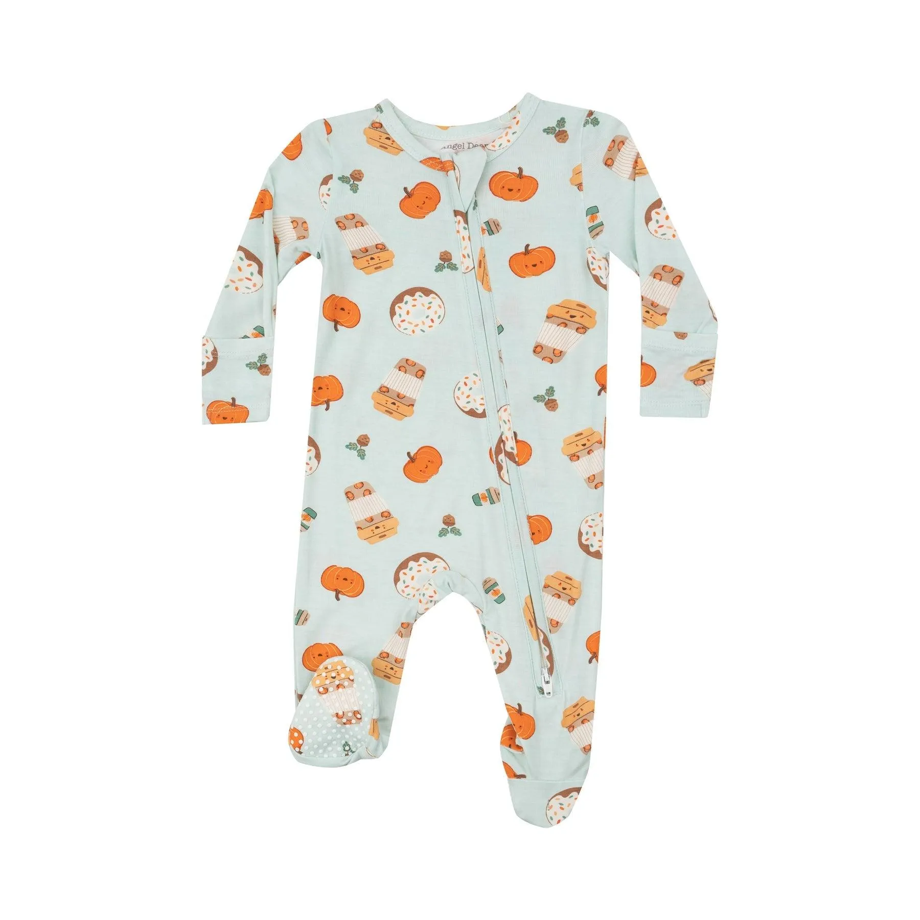 Baby Boys Footie | 2 Way Zipper: Pumpkin Spice Latte | Angel Dear