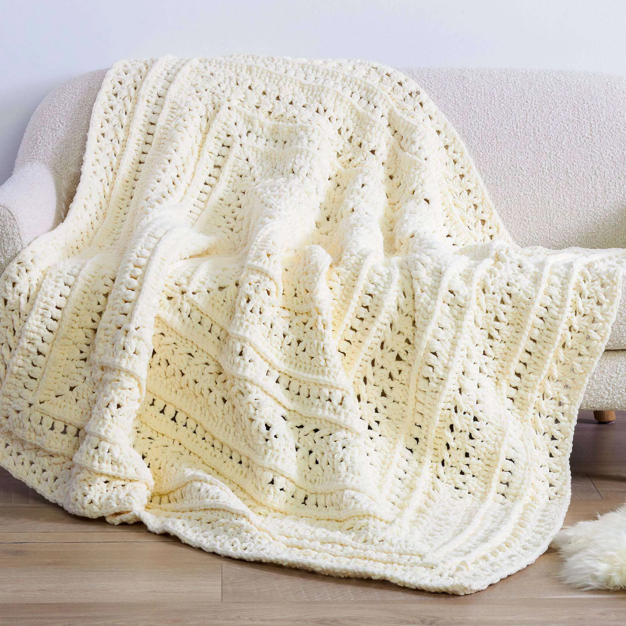 Bernat Study Of Snow Crochet Blanket