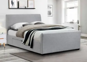 Capri Light Grey Linen Bedframe with Drawers Range by Julian Bowen