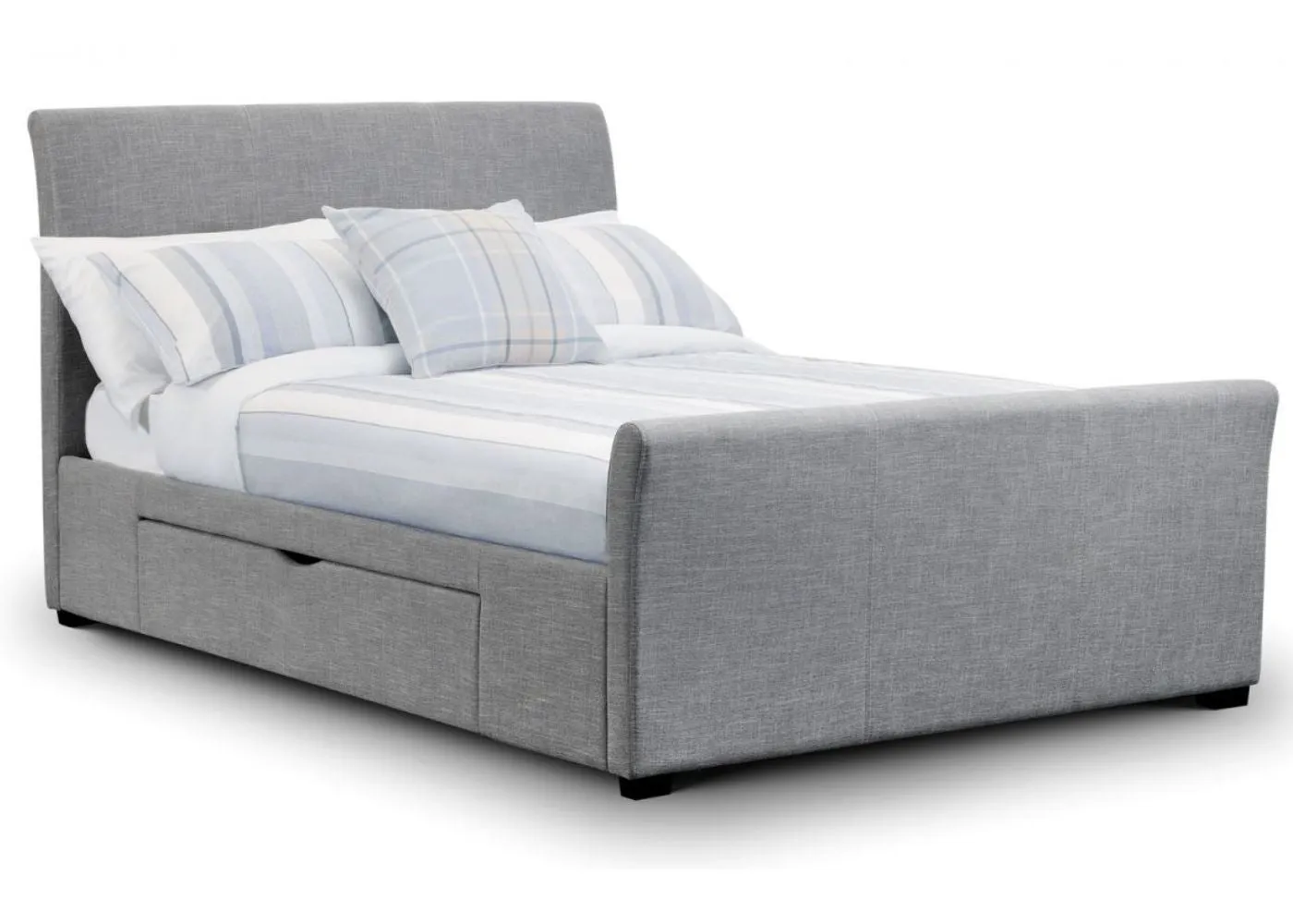 Capri Light Grey Linen Bedframe with Drawers Range by Julian Bowen
