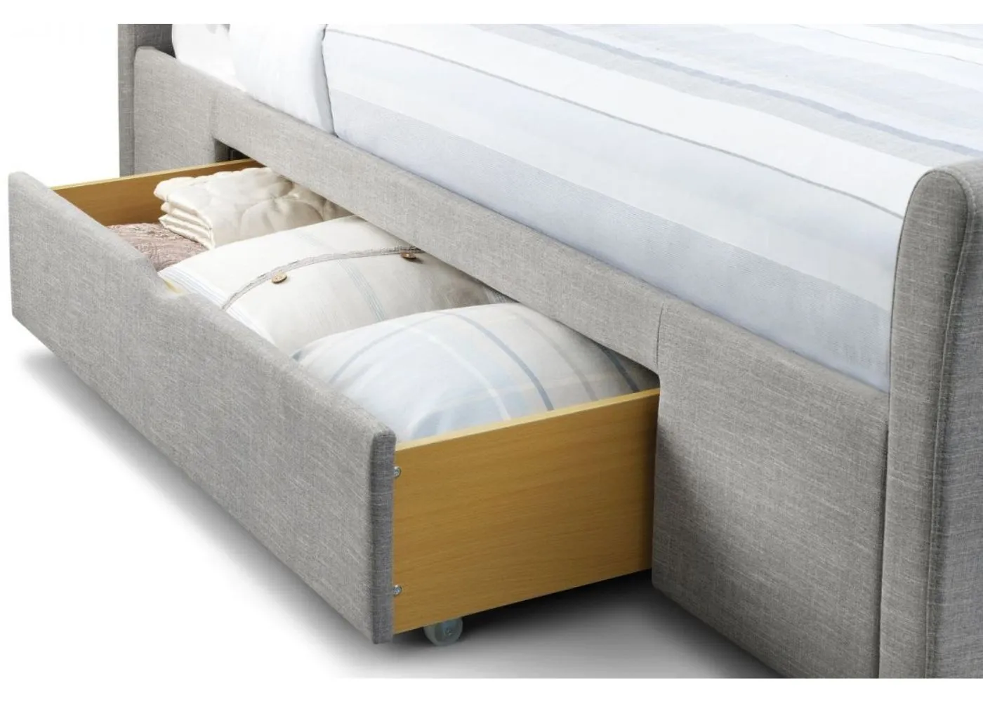 Capri Light Grey Linen Bedframe with Drawers Range by Julian Bowen