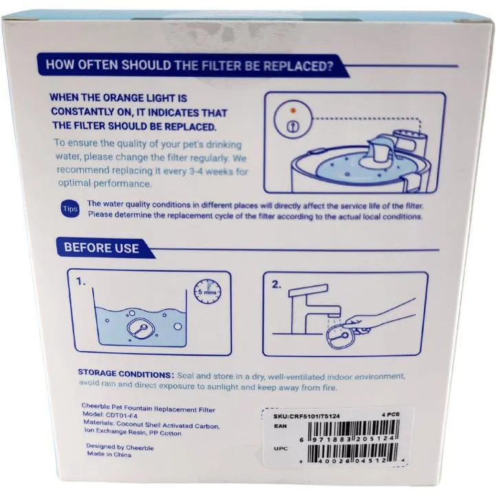Cheerable E1 Fountain Filter (4 Pack)
