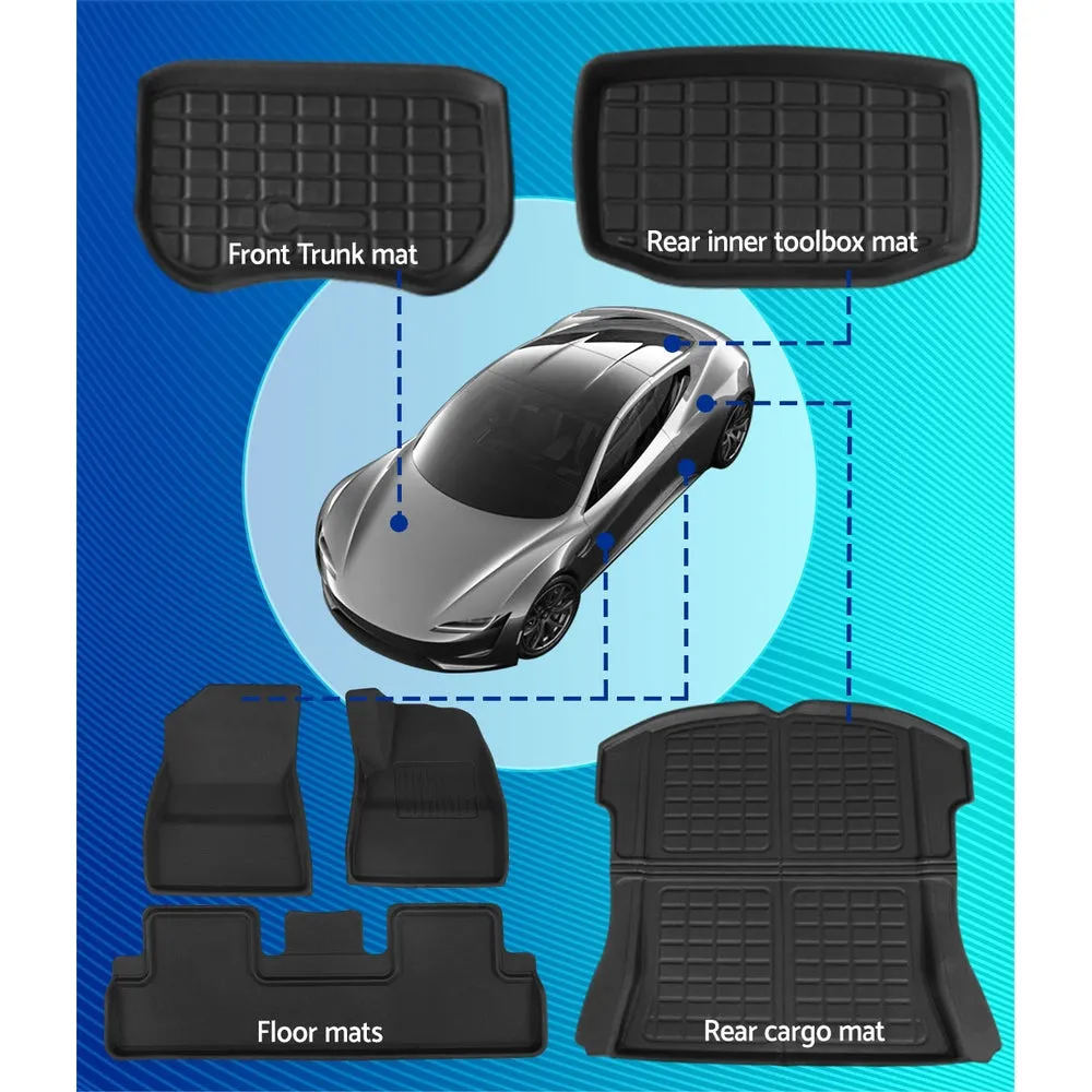 Custom Fit Rubber Car Mats Set for Tesla Model 3 - Weisshorn