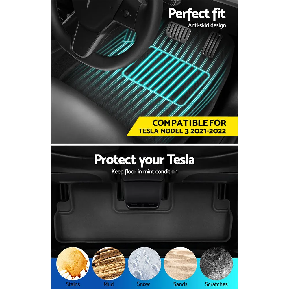 Custom Fit Rubber Car Mats Set for Tesla Model 3 - Weisshorn