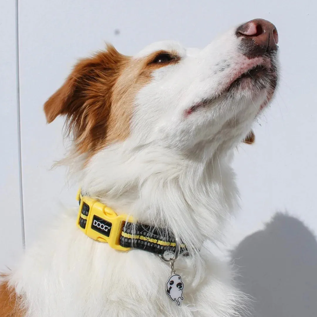 DOOG Neoprene Bolt Neon Black and Yellow Dog Collar Medium