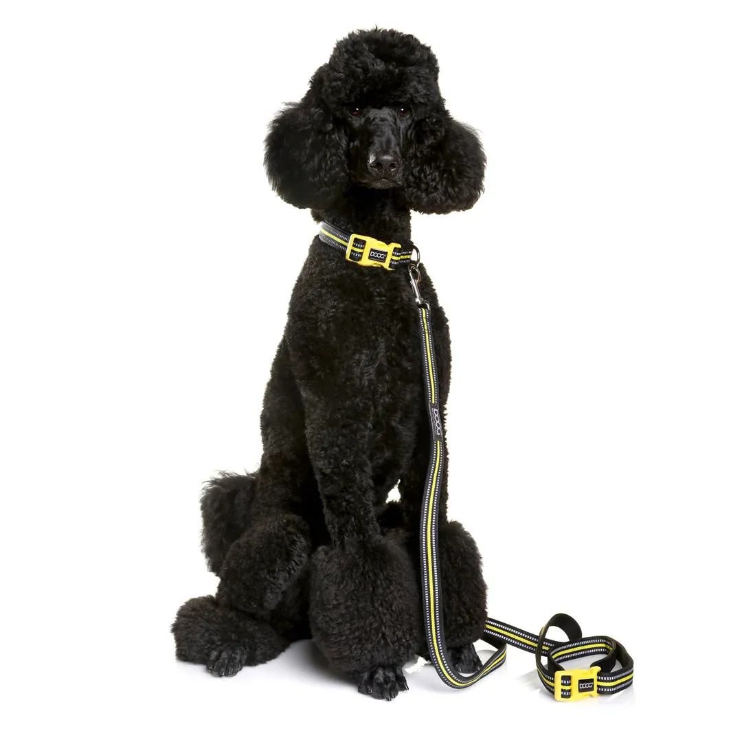 DOOG Neoprene Bolt Neon Black and Yellow Dog Collar Medium