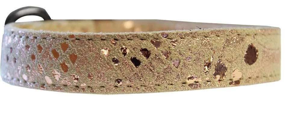 Dragon Skin Genuine Leather Dog Collar Golden Size 12