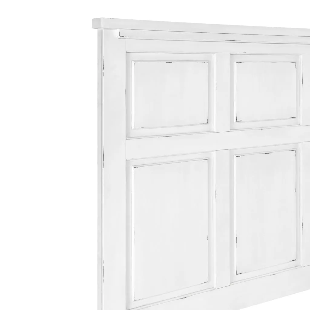 Gemi Queen Size Bed with Headboard, Footboard, Clean Design White Wood  By Casagear Home