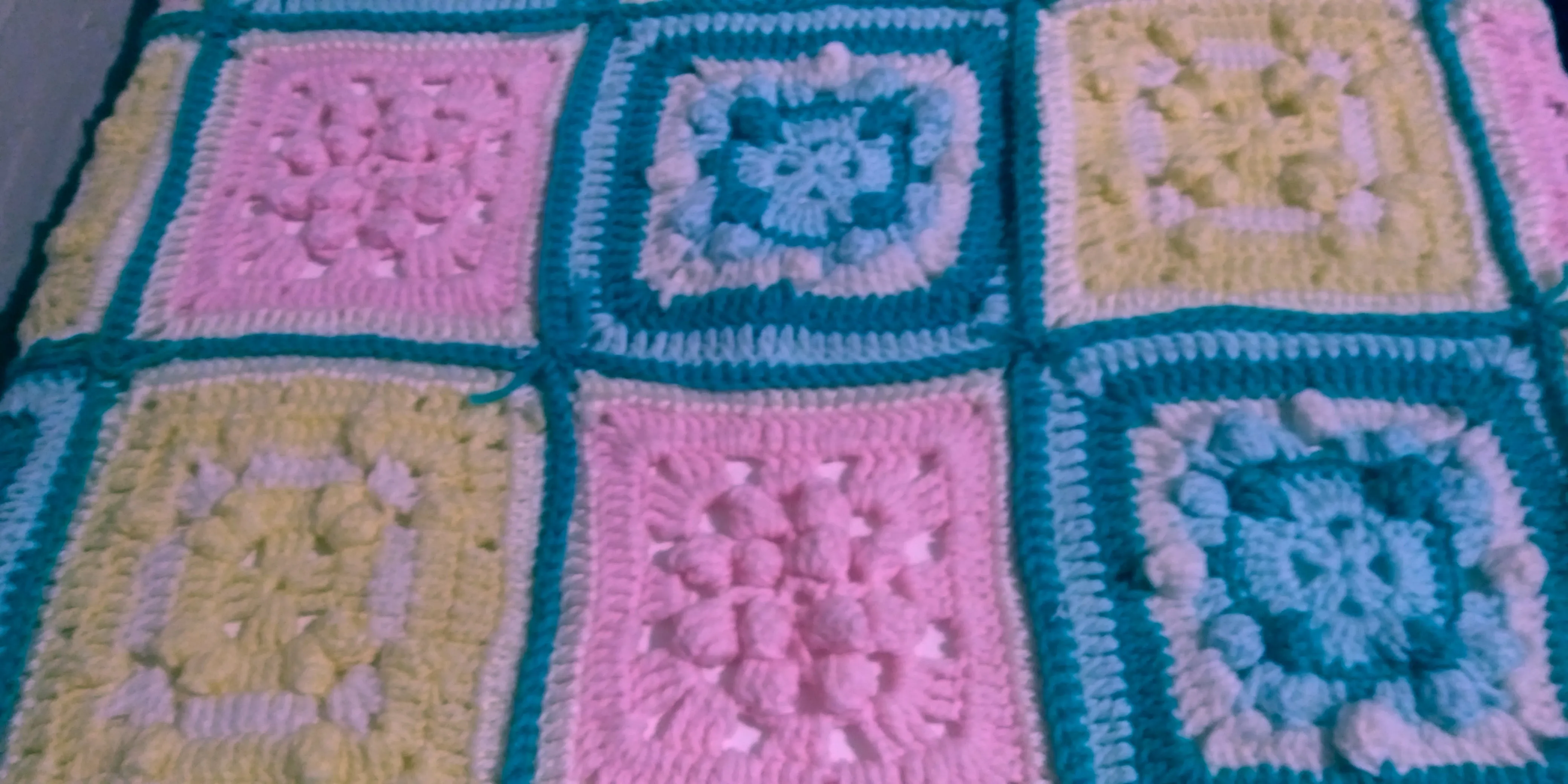 Handmade Granny Baby Blanket Square with Shell Patchwork