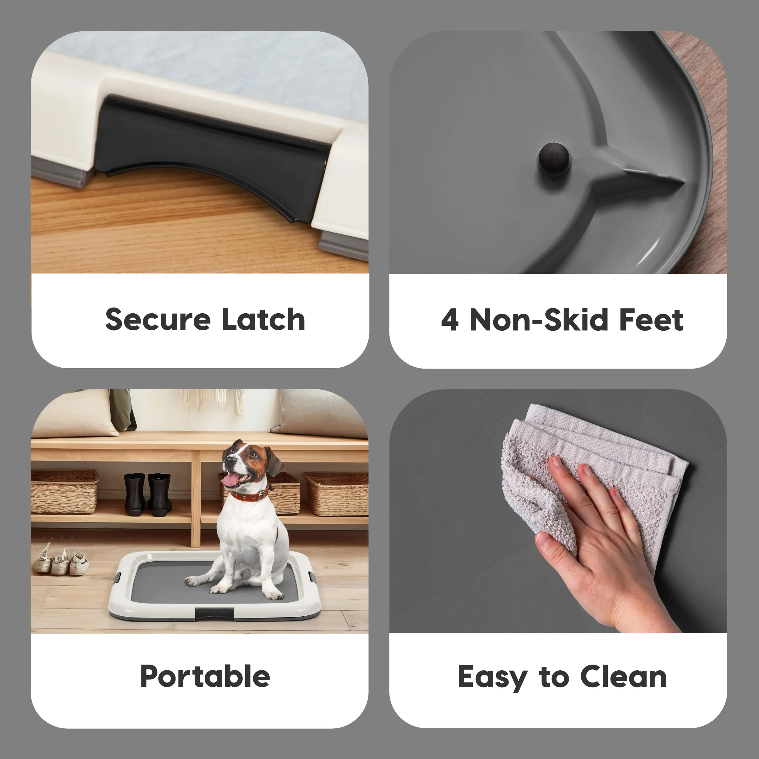 IRIS USA Secured Latching Dog Pee Pad Holder - Non-Skid, Dark Gray