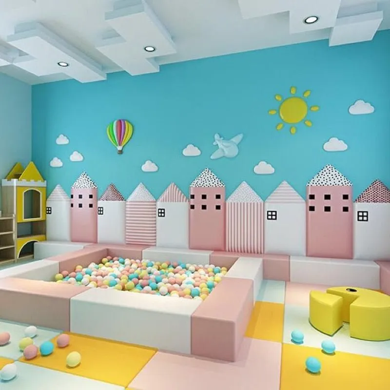 Kids Soft Bag Wall Sticker for Bedroom Decor with Anti-collision Headboard
