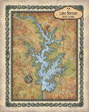 Lake Norman North Carolina Historic Map Blanket Throw Polar/ Silky/ Sherpa Fleece Vintage Artwork Style Soulvenic Art Warm Blanket for Winter Bed Sofa Chair Dorm & Gift