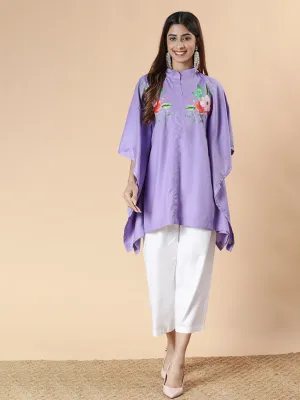 Lavender Rayon MandarinKurti - Flaura