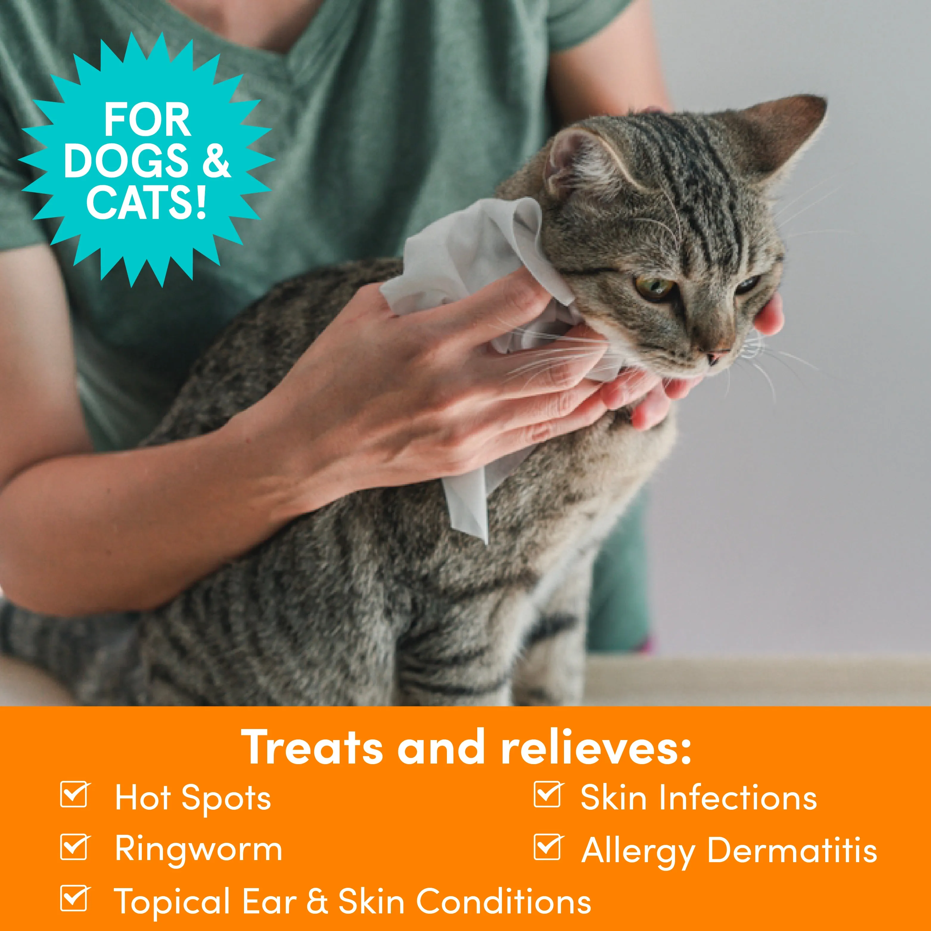 Medicated Pet Wipes | 60 Pads - Antifungal & Antibacterial