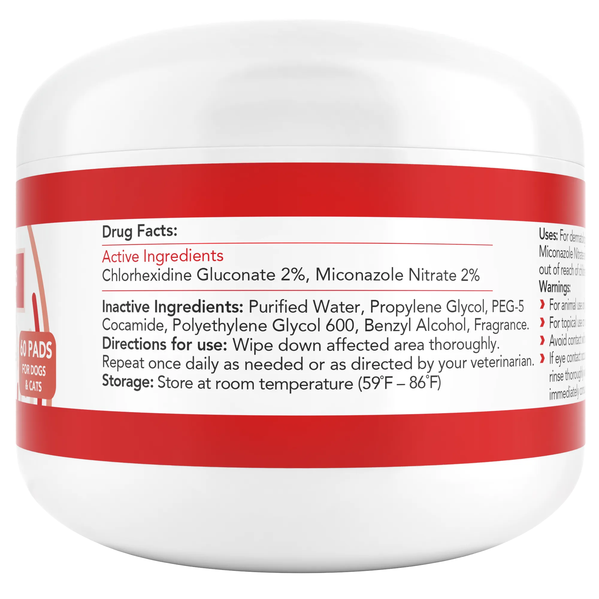 Medicated Pet Wipes | 60 Pads - Antifungal & Antibacterial