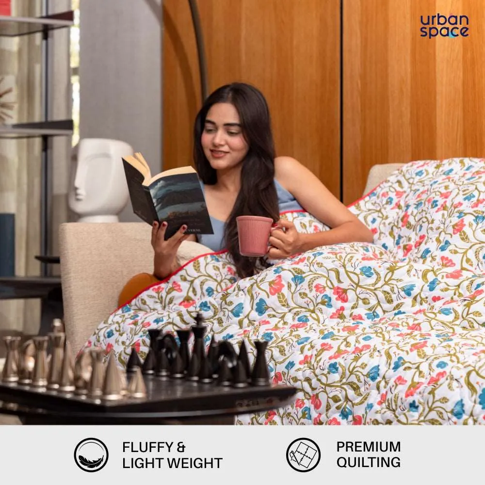 Microfiber 120 GSM All Season AC Blanket / Dohar for bedroom - Kashmir - Pink & Blue