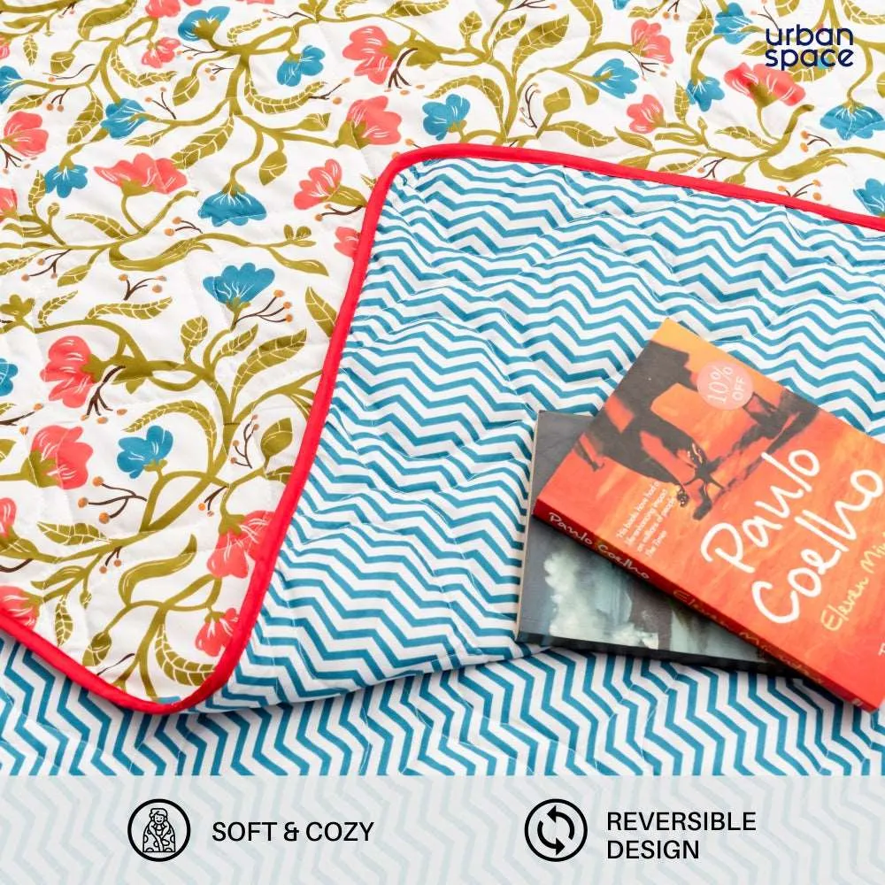 Microfiber 120 GSM All Season AC Blanket / Dohar for bedroom - Kashmir - Pink & Blue