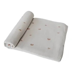 Mushie Organic Cotton Swaddle Blanket Rainbows