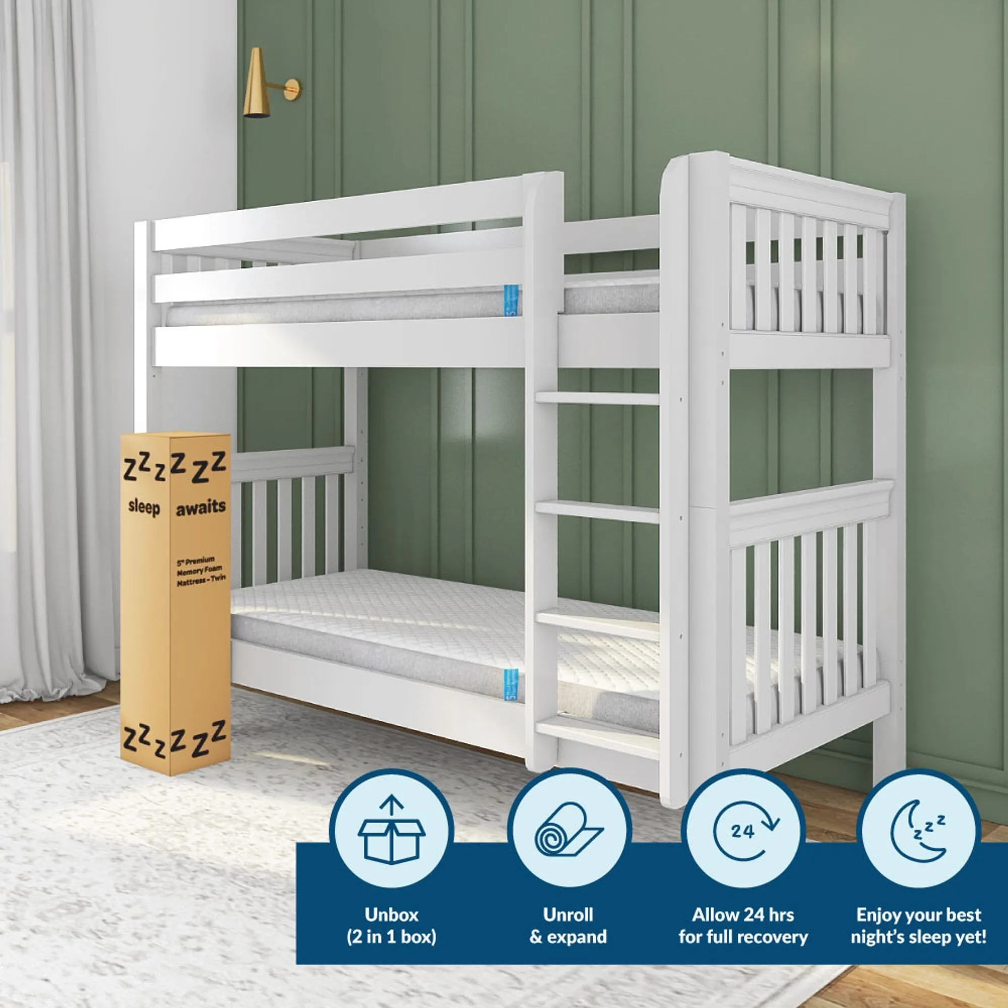 Premium 2 Pack Twin Memory Foam Mattress