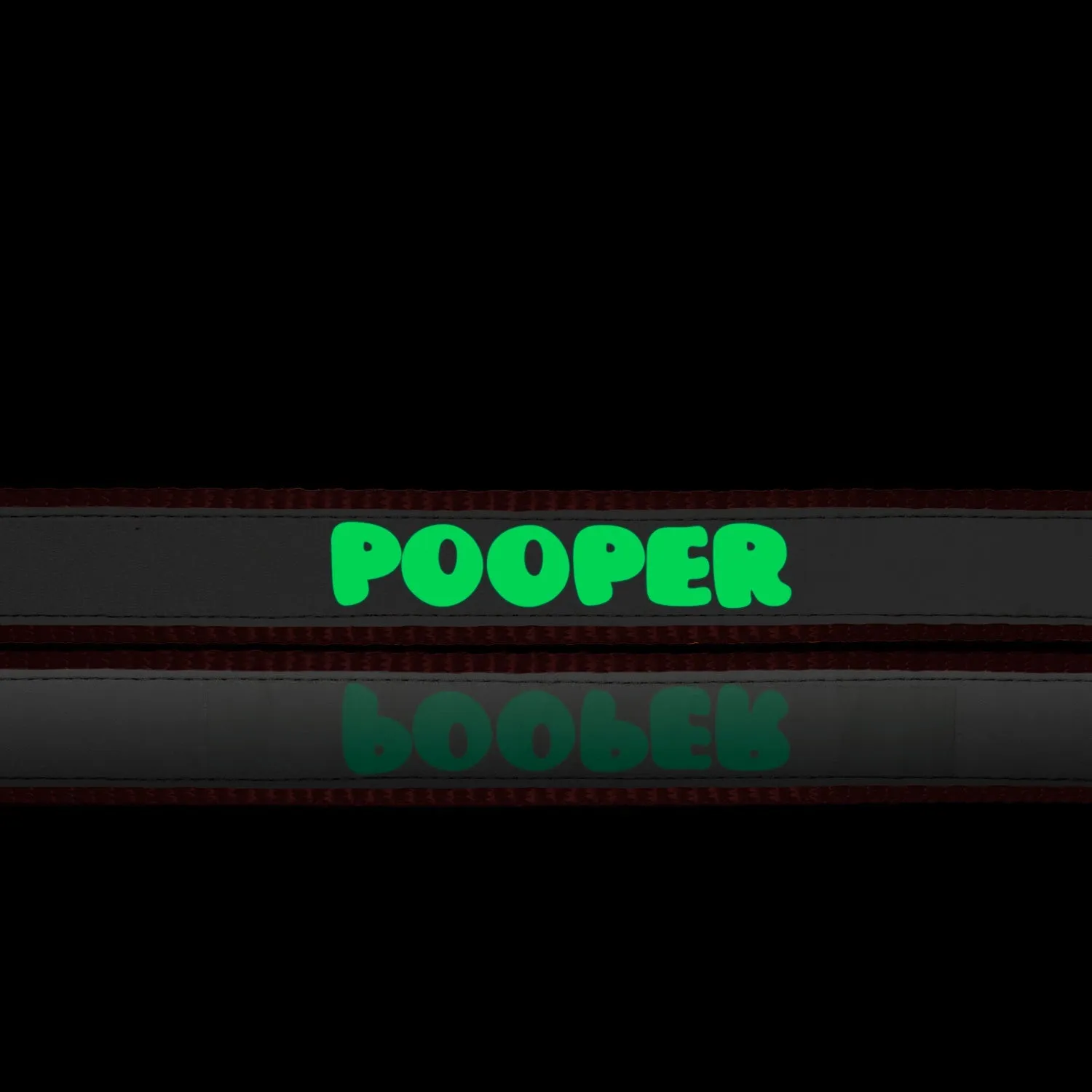 "Pooper" Night Glow Printed Reflective Nylon Neck Belt Collar for Dogs