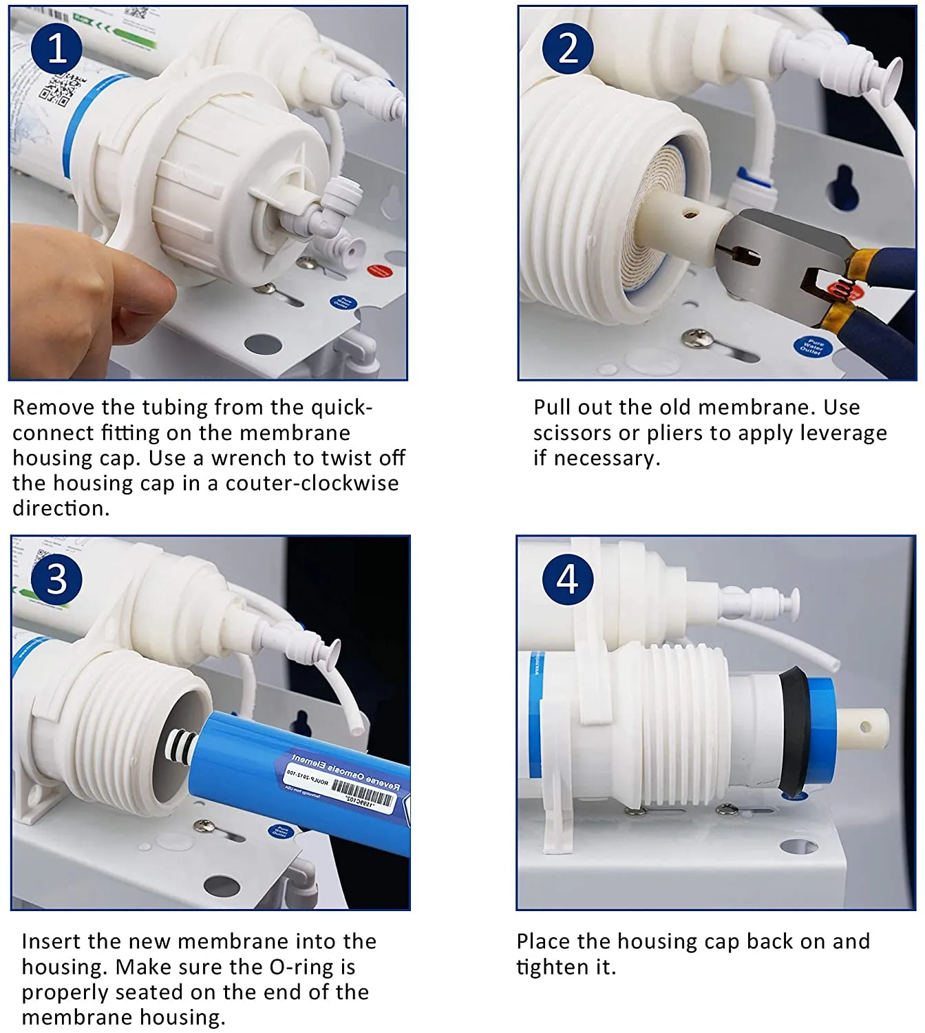 Reverse Osmosis Membrane with Membrane Housing Set DIY RO System