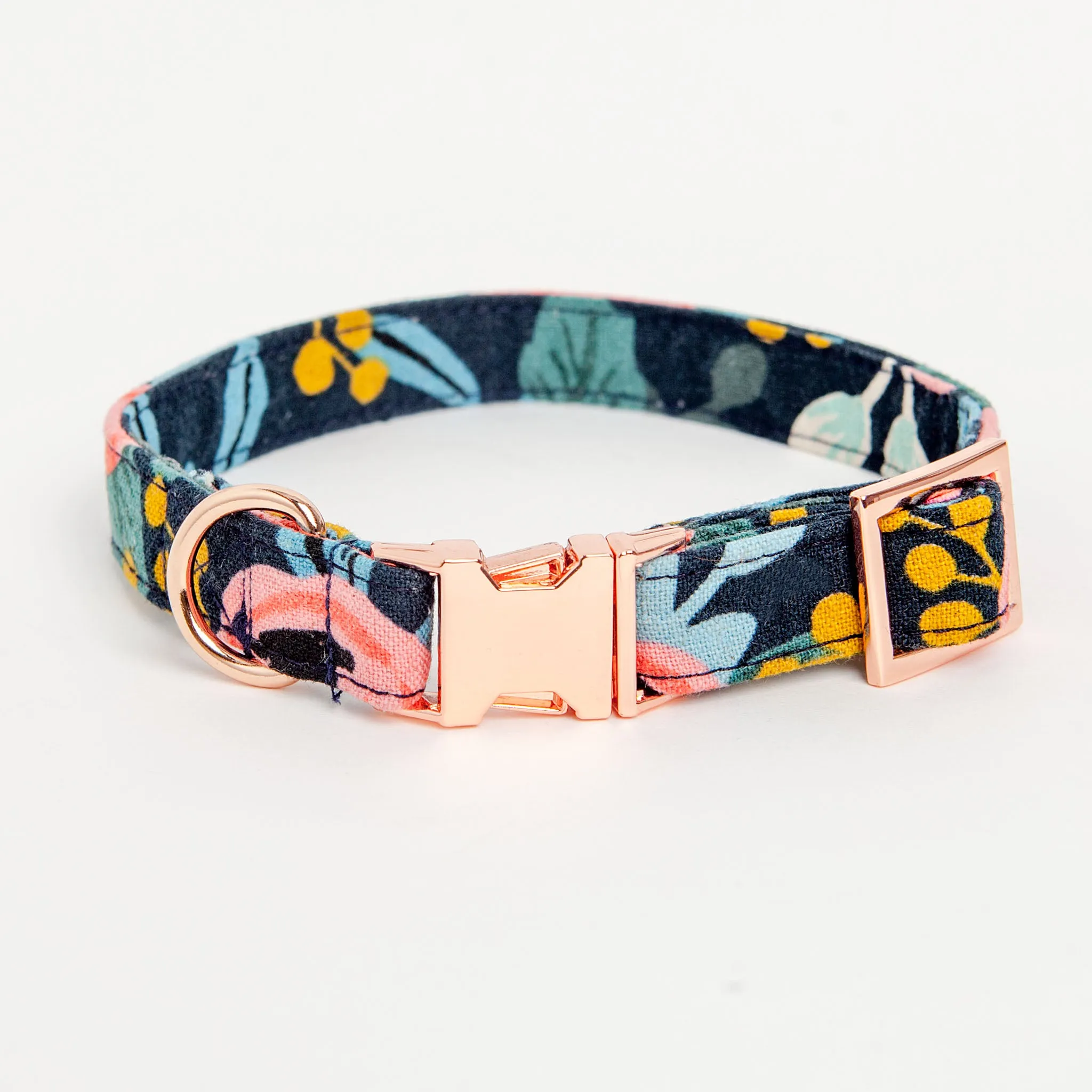 Rosa Floral Navy Dog Collar (FINAL SALE)