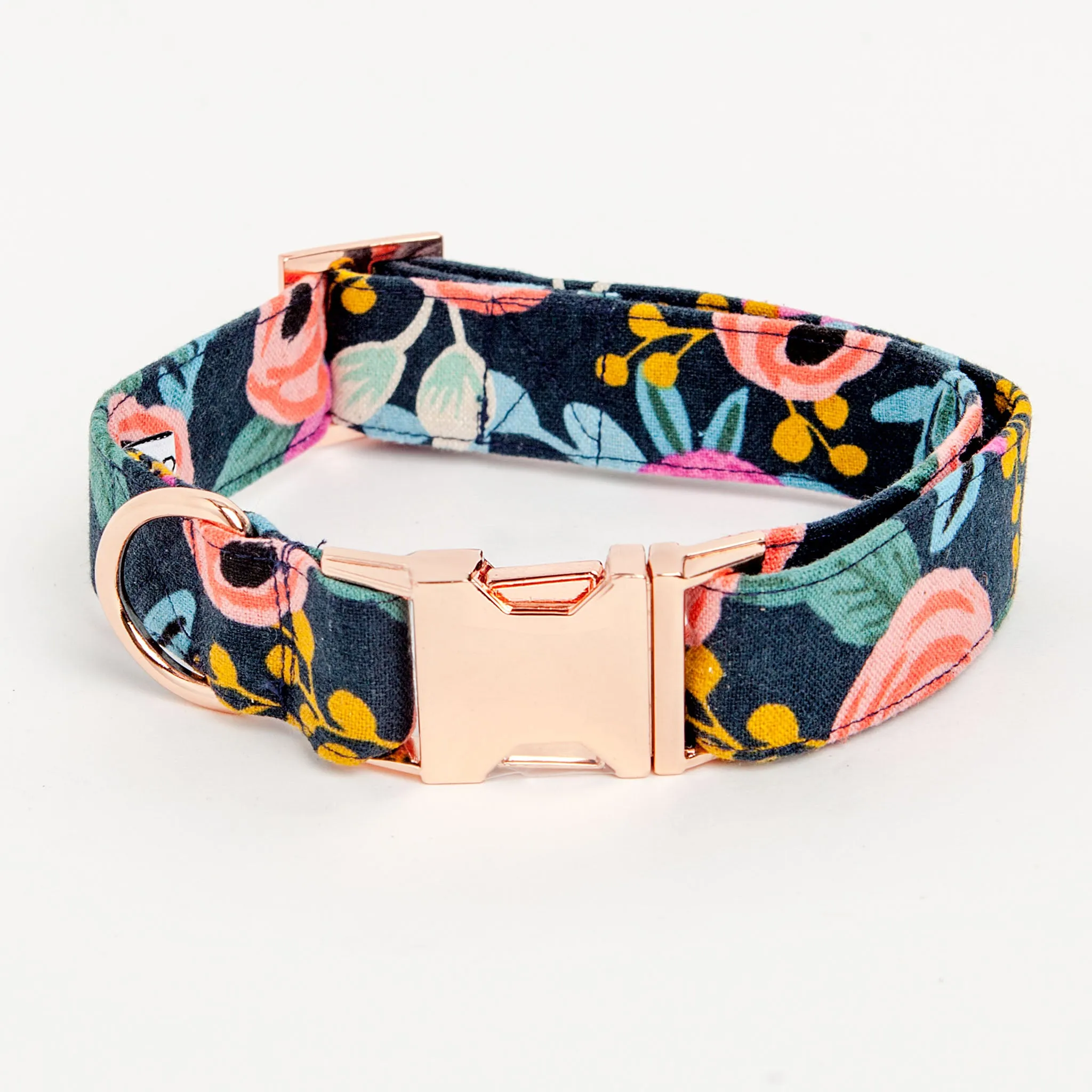 Rosa Floral Navy Dog Collar (FINAL SALE)
