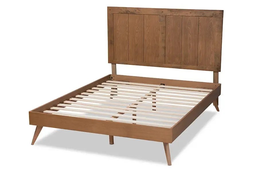 Sydney Ash Walnut Finished Wood Platform Bed (Queen)