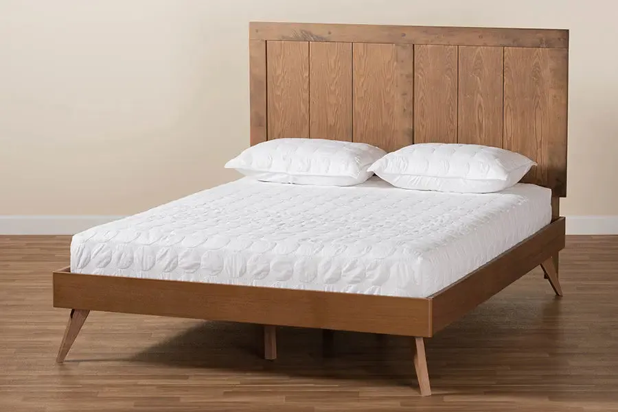 Sydney Ash Walnut Finished Wood Platform Bed (Queen)