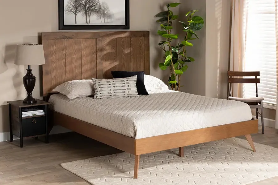 Sydney Ash Walnut Finished Wood Platform Bed (Queen)