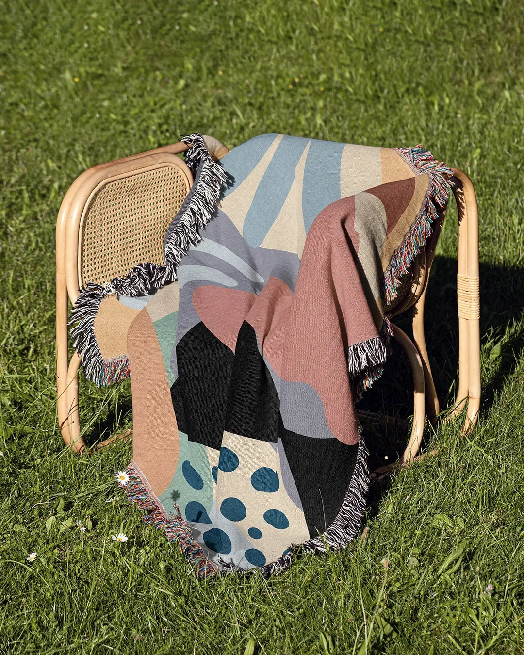 Tropical Paradise Abstract Cotton Woven Throw Blanket