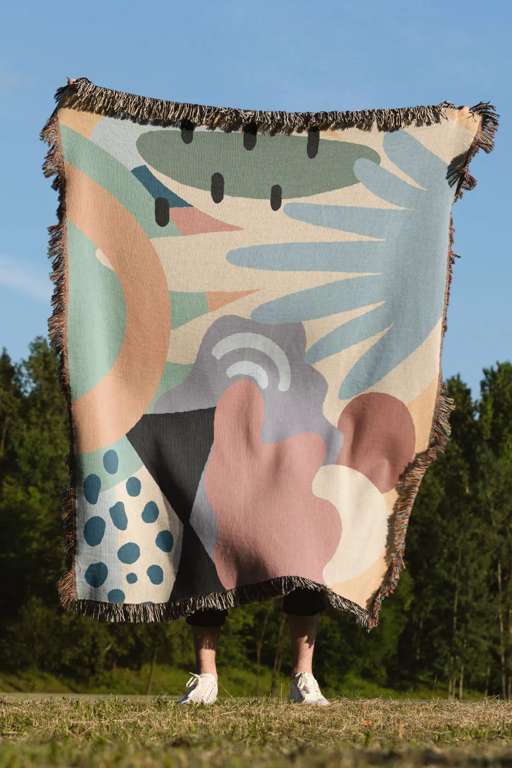Tropical Paradise Abstract Cotton Woven Throw Blanket