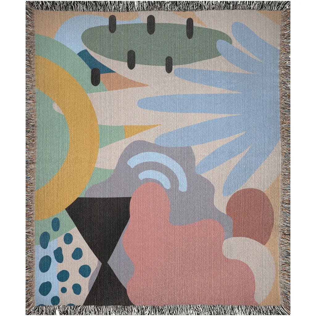 Tropical Paradise Abstract Cotton Woven Throw Blanket