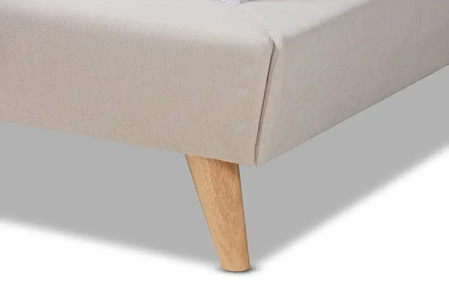 Valentina Beige Fabric Upholstered Wingback Platform Bed (King)