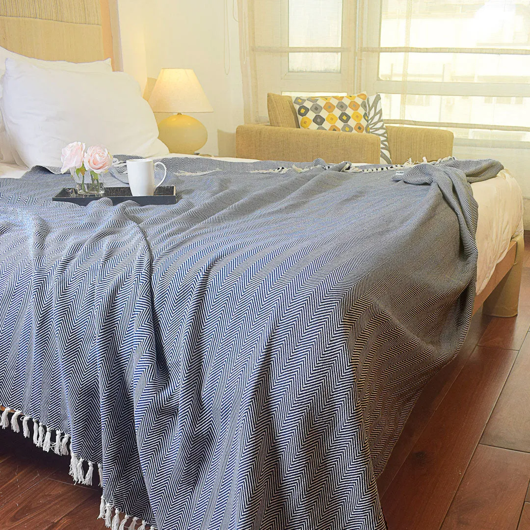 Woven Cotton Blankets - All Season - Herringbone