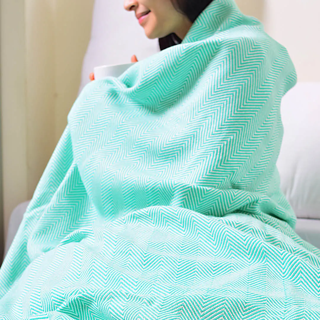 Woven Cotton Blankets - All Season - Herringbone