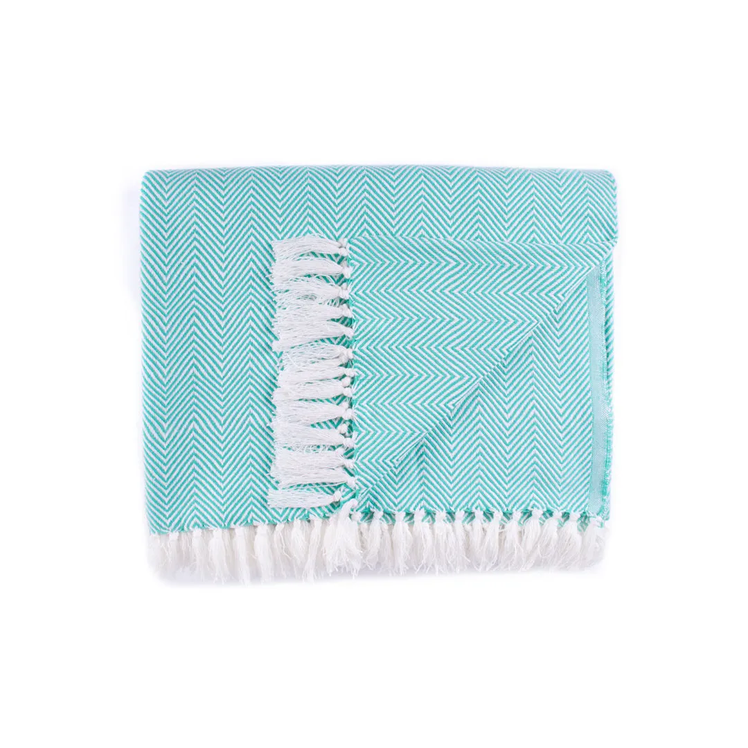 Woven Cotton Blankets - All Season - Herringbone