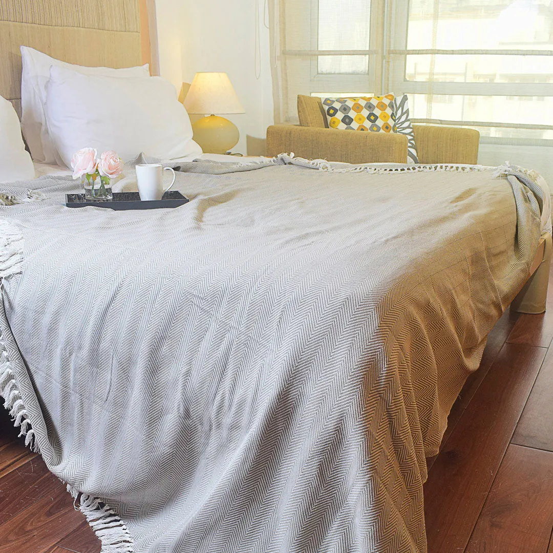 Woven Cotton Blankets - All Season - Herringbone