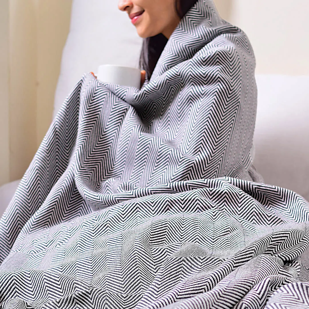 Woven Cotton Blankets - All Season - Herringbone