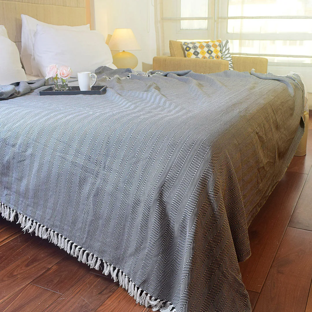 Woven Cotton Blankets - All Season - Herringbone