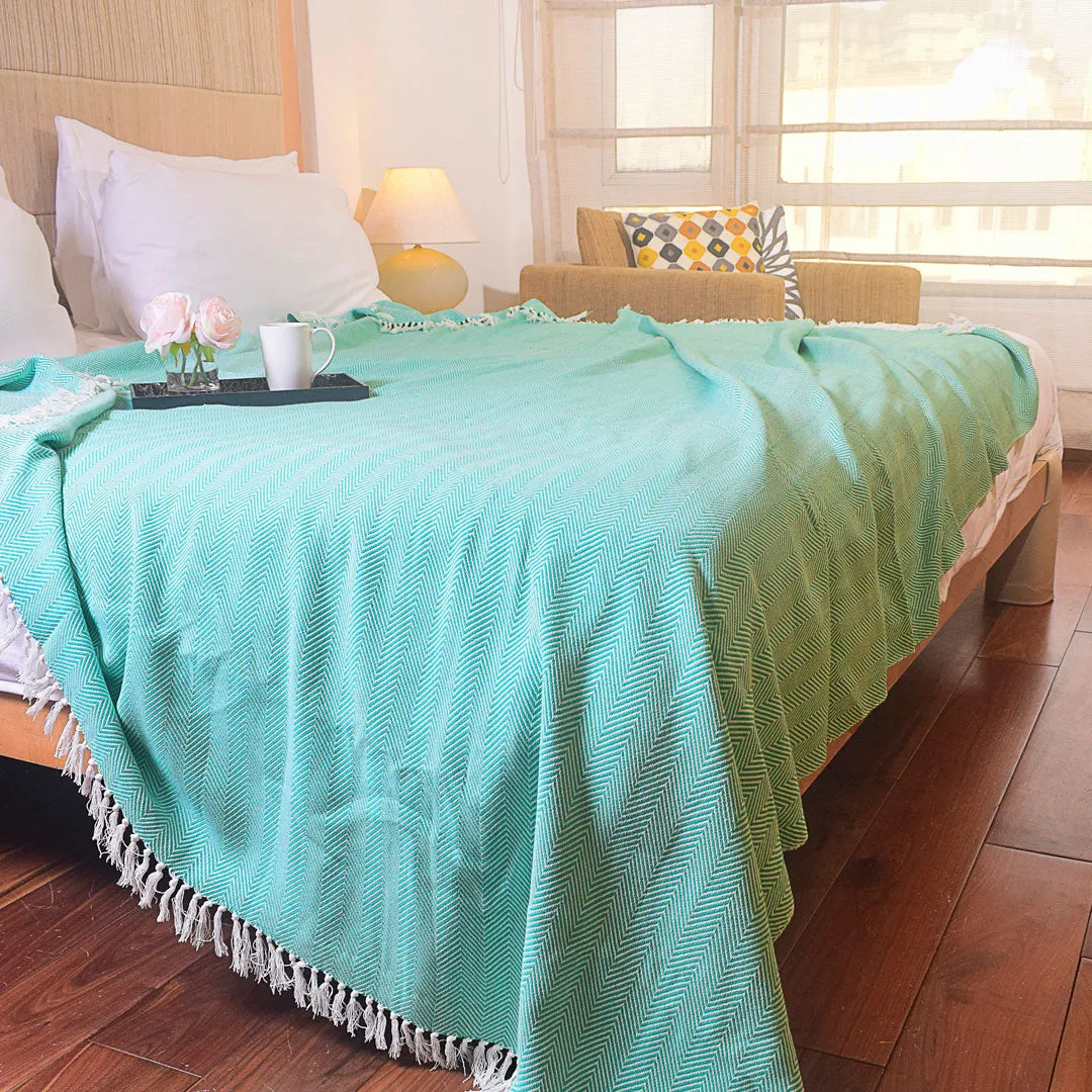 Woven Cotton Blankets - All Season - Herringbone