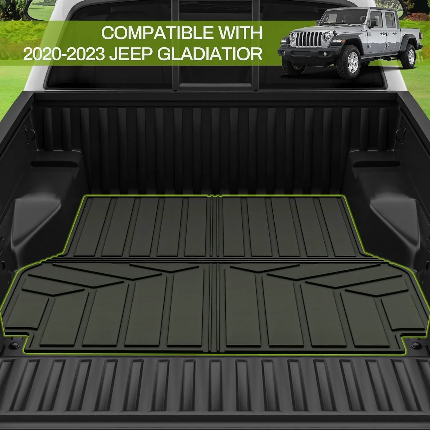 YITAMOTOR® Truck Bed Mat for 2020-2023 Jeep Gladiator 5 Ft, Pickup Truck Bed Liner for Jeep Gladiator Accessories, All Weather Rugged TPE Truck Bed Liner Fit Jeep Gladiator