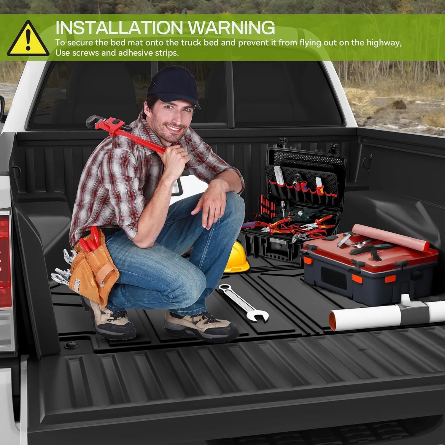 YITAMOTOR® Truck Bed Mat for 2020-2023 Jeep Gladiator 5 Ft, Pickup Truck Bed Liner for Jeep Gladiator Accessories, All Weather Rugged TPE Truck Bed Liner Fit Jeep Gladiator